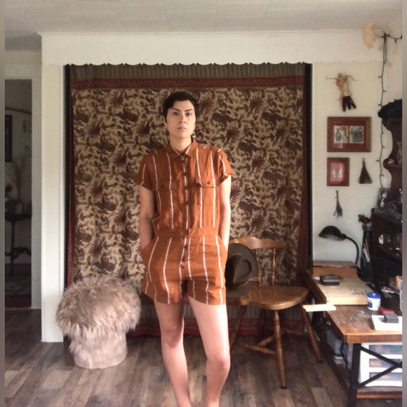 Outerknown S.E.A. Suit Shortall Jumpsuit Size XSmall in Cedar Sailing Stripe - Picture 5 of 5